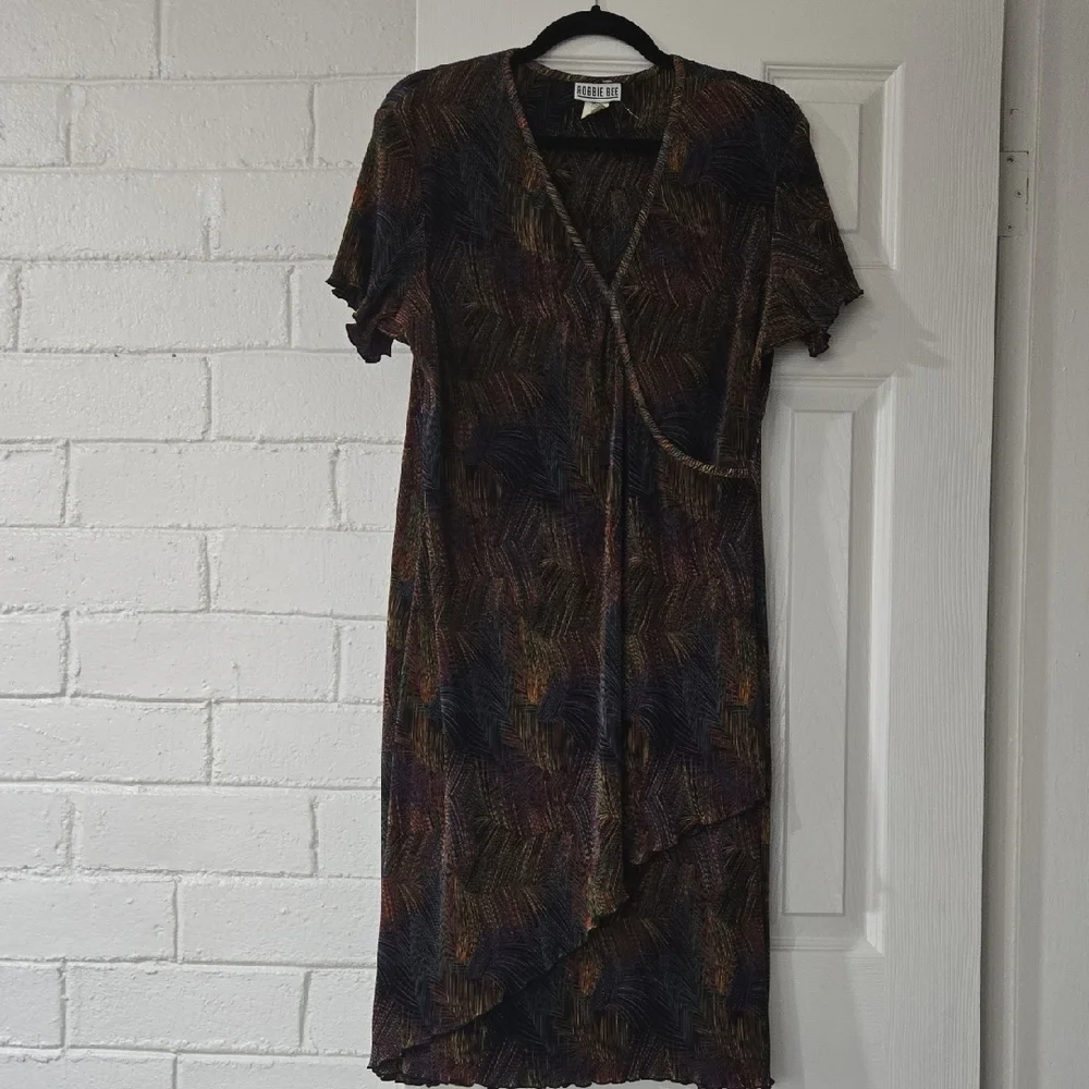Robble Bee Asymmetrical Midi Dress in Multicolor Pattern Size 16